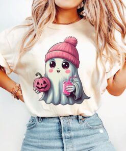 Cute Ghost Shirt, Coffee Retro Halloween Shirt, Spooky Season Shirt