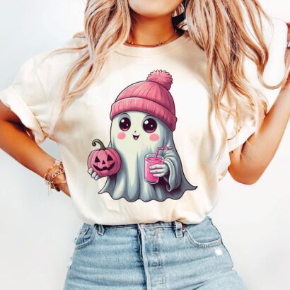 Cute Ghost Shirt, Coffee Retro Halloween Shirt, Spooky Season Shirt