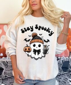 Coffee Ghost Boo Sweatshirt, Ghost Crewneck Fall Pumpkin Spice Latte Halloween Crew Neck Clothes, Jack O Lantern Pumpkin Patch Shirt