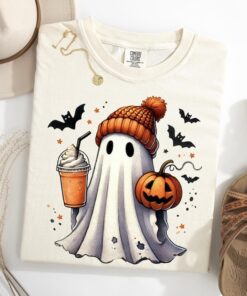 Halloween Ghost pumpkin spice latte Shirt, Cute Ghost Shirt, Spooky Season Shirt