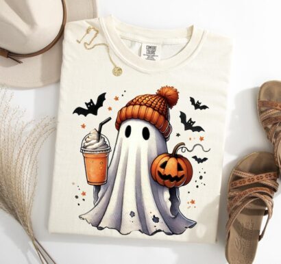 Halloween Ghost pumpkin spice latte Shirt, Cute Ghost Shirt, Spooky Season Shirt