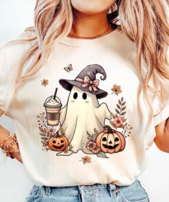 Cute Ghost Halloween shirt, Pumpkin Spice Latte Tee, Fall Coffee Shirt