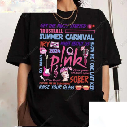 P!nk Pink Singer Summer Carnival 2024 Tour Shirt, Pink Fan Shirt, Pink Concert Sweatshirt, Music Tour 2024 Shirt, Trustfall Album Tee