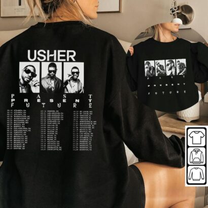 Usher Tour Shirt, Past Present Vintage Music, Usher Tour 2024 Inspired Bootleg 90s Gift 2 Side Unisex Shirt, Hoodie, Sweatshirt