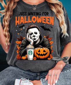 Just Waiting for Halloween Shirt, Michael Myers, Womens Halloween Shirt, Spooky Season Shirt, Michael Myers Shirt