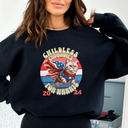 Kamala Harris Sweatshirt, Childless Cat Ladies For Harris 2024 Shirt, Anti Trump Tee, Gifts For Women