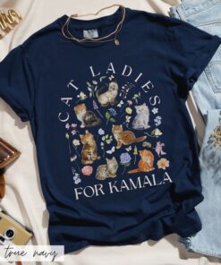 Cat Ladies for Kamala Shirt, Cottagecore Kittens Kamala Harris Voting 2024 Presidential Election Cat Person Political Tee