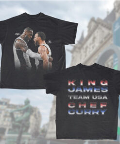 2024 Paris Olympics Lebron James Stephen Curry Graphic T-Shirt | Team USA Basketball Apparel | Bootleg Vintage Retro King James Chef Curry