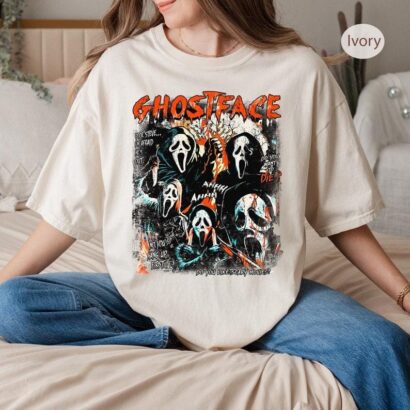 Ghost Face Halloween Comfort Colors Shirt, Ghost Face Lover Shirt, Halloween GhostFace T-shirt, Spooky Halloween Ghost Tee, Halloween Shirts