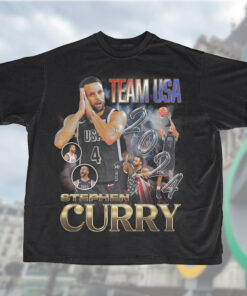 2024 Paris Olympics Stephen Curry Team USA Basketball Graphic T-Shirt | National Team USA Basketball Olympic Apparel | Bootleg Vintage Retro