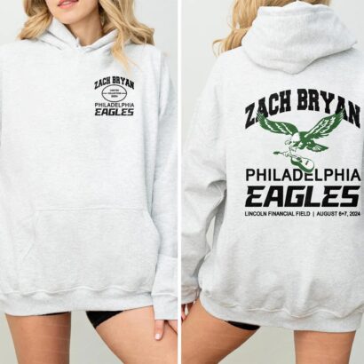 Zach Bryan Eagles Hoodie - Philadelphia Eagles Lincoln Financial Concert Hoodie Sport Grey 2Side