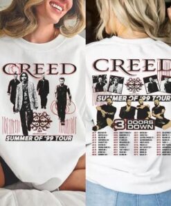 Creed 2024 Tour Summer of ’99 Tour T Shirt, Creeds 3 Doors Down Tour Concert T-shirt, Creed Band 2024 Tour Shirt