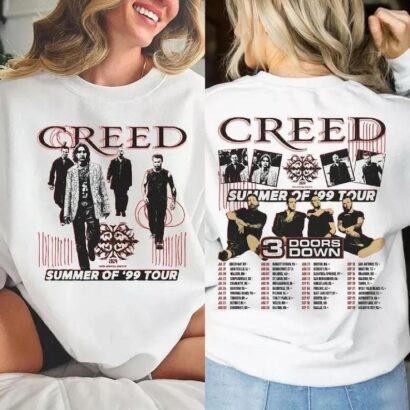 Creed 2024 Tour Summer of ’99 Tour T Shirt, Creeds 3 Doors Down Tour Concert T-shirt, Creed Band 2024 Tour Shirt