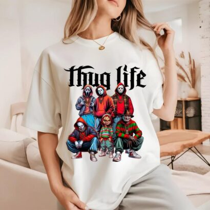 Thug Life Horror Movie Shirt, Friends Horror Characters Shirt, Horror Movie Killers Shirt, Scary Shirt, Halloween Shirt, Friend Horror Shirt