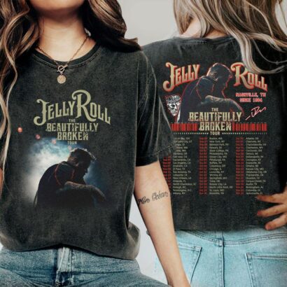 Jelly Roll 2 Sides Music Concert Roll Shirt, The Beautiful Broken Tour 2024 Country Music Concert Gift Unisex Shirt, Jelly Roll Tour 2024 Shirt