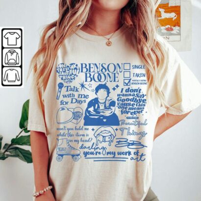 Benson Boone Doodle World Tour 2024 Concert Unisex Shirt, Benson Boone Fan Tees