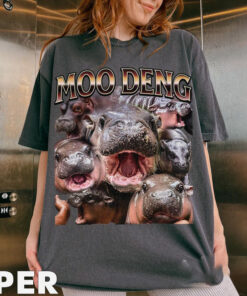 Moo Deng Meme Shirt, Vintage Bootleg Moo Deng Tee, Funny Baby Hippo T-Shirt, Viral Internet Animal Meme Shirt, Cute Thailand Pygmy Hippo Tee