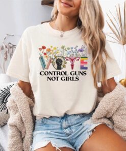 Control Guns Not Girls Floral T-shirt, Floral Vote Kamala Harris T-shirt, Kamala And Trump Debate, Save Democrat Sweatshirt