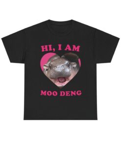 Hi, I Am Moo Deng, Baby Pygmy Hippo Unisex Cotton Tee – Adorable Shirt for Hippo Lovers and Perfect Gift for Every Animal Enthusiast