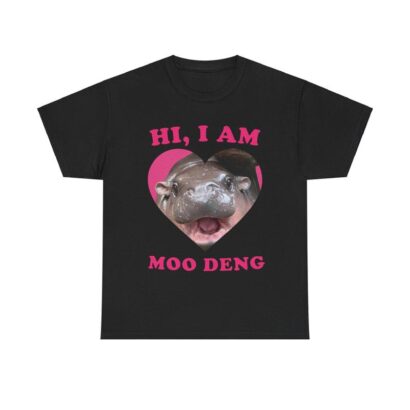 Hi, I Am Moo Deng, Baby Pygmy Hippo Unisex Cotton Tee – Adorable Shirt for Hippo Lovers and Perfect Gift for Every Animal Enthusiast