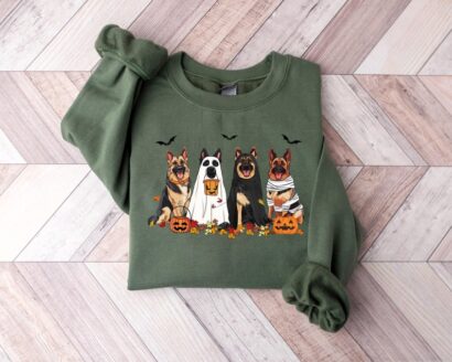 Halloween Dog Sweatshirt, German shepherd Ghost Dogs sweatshirt, Halloween Sweatshirt, Halloween Sweater, Ghost Sweatshirt, Ghost Dog Shirt