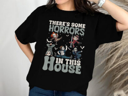 There's Some Horrors In This House Funny Horror Characters Shirt, Spooky Season Halloween, Trendy Halloween Pumpkin Shirt, Sweatshirt,Hoodie