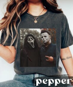 Vintage 90s Halloween Ghost face Scream Michael Myers T-Shirt, Horror Killer Characters Club Shirts, Scary Movies Tee