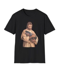 Funny Meme TShirt, Jesus Holding Moo Deng the Hippo Joke Tee, Moo Dang Gift Shirt