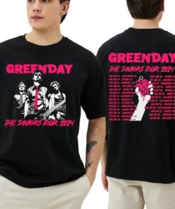 Green Day 2024 t-shirt, Green Day The Saviors Smashing Pumpkins 2024 Tour Concert T-Shirt, Green Day The Saviors 2 Side Black T-Shirt