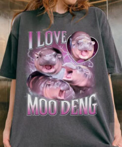 I Love Moo Deng Shirt, Moo Deng Shirt, Khao Kheow Open Zoo T-Shirt, Hippo Lover T-Shirt, Cute Baby Hippo Shirt, Moo Deng I Love You Shirt