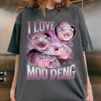 I Love Moo Deng Shirt, Moo Deng Shirt, Khao Kheow Open Zoo T-Shirt, Hippo Lover T-Shirt, Cute Baby Hippo Shirt, Moo Deng I Love You Shirt