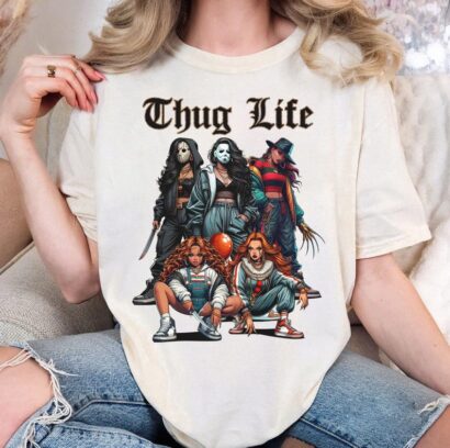 Lady Thug Life Shirt, Horror Halloween Shirt, Horror Characters Shirt, Trending Halloween Shirt, Killer Movie Series Shirt, Horror Shirt