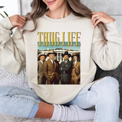 Donald Trump Thug Life Sweatshirts, MAGA Trump Crewneck, 2024 Trump Tee, Funny Trump 2024 election Shirt