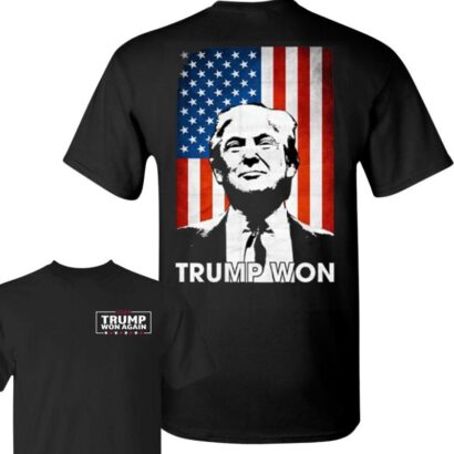 Trump Won Again 2024 TShirt, Trump Won 47th President Shirt, American Flag Shirt, Republlican Shirt, Trum Vance, Gift for Trump Supporter, Full Size