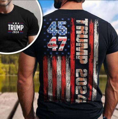 Trum 2024 Flag America Unisex T-Shirt, Team Trum, Take America Back - Classic Cotton Short Sleeve Top for Men - Man Menswear Underwear Tshirt