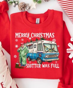 Merry Christmas Shitter Was Full Sweatshirt,Ugly Christmas Trump Tee, Santa Trump Election 2024 Christmas Shirt, I'll Be Home for Christmas