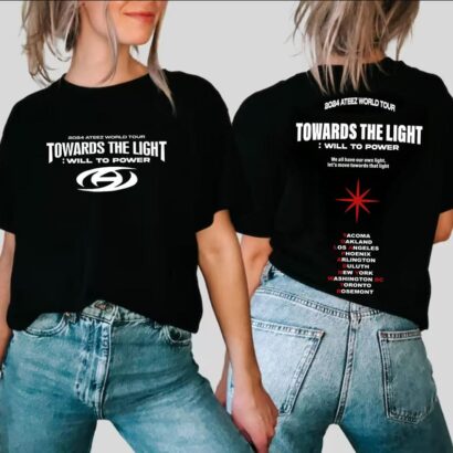 Ateez Towards The Light Will To Power World Tour T-shirt, Ateez Silver Foil Shirt, Ateez World Tour 2024 Shirt, ATEEZ Graphic Tee Hoodie