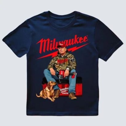 Milwaukeee Trummp Camo Unisex Cotton T-Shirt For Men and Women, Fuel Hand Drill Dog Hunt Tee, Trummp With Local Boy Cotton Shirt Full Color Full Size