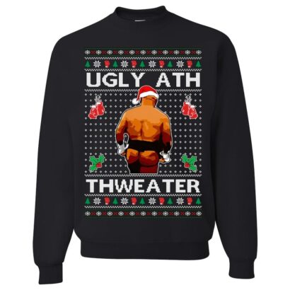 OnCoast Mike Tyson Ugly Ath Thweater Ugly Christmas Sweater Funny Christmas Sweater Holiday Crewneck Sweater