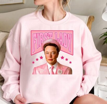 Funny First Lady Elon Funny Pink Stars Vintage Sweatshirt, Elon Pink Funny Hoodie, Funny Trump Shirt, Christmas Gifts, Gift For Her