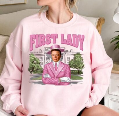 Funny First Lady Elon Funny Pink Stars Vintage Sweatshirt, Elon Pink Funny Hoodie, Funny Trump Shirt, Christmas Gifts, Gift For Her