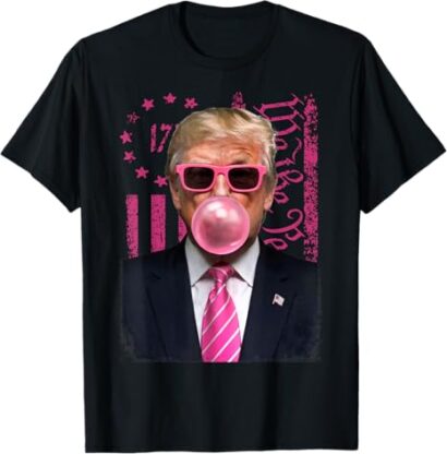 Funny Trump Bubble Gum Pink USA Flag T-Shirt