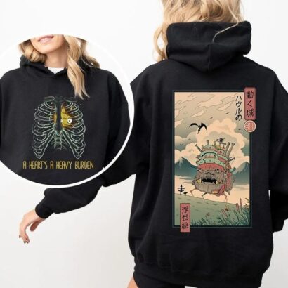 A Heart's A Heavy Burden 2 Sided Hoodie, Sweatshirt, T-shirt, Howls Moving Castle Tee