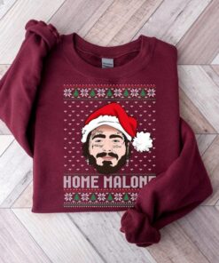 Home Malone Sweatshirt, Ugly Christmas Sweatshirt, Home Alone Sweatshirt, Christmas Malone Fan Sweatshirt Gift, Funny Xmas Singer Shirt