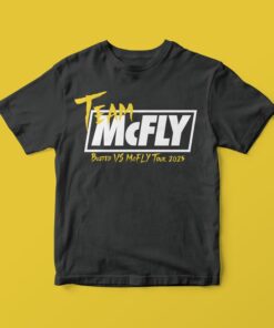 Team McFLY. Busted VS Mcfly Tour 2025 Unisex Softstyle T-Shirt - Music Concert Vintage Tee, Band Merchandise, Retro Style Top, Graphic