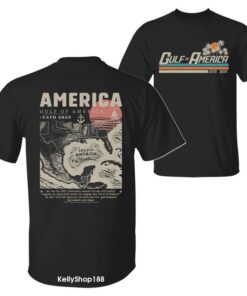 Gulf of America Ancient Map Shirt, President Trump Gulf Coast 2025 Shirt, Texas Mississippi Florida Beach 2 Sided Unisex Cotton Tshirt for Men for Women