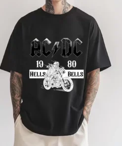 Acdc 1980 Hells Bells Tee / Acdc Band Vintage Shirt / Rock N Roll Shirt / Music Love Tee / Pwr Up Tour 2025 Shirt For Fan