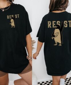 Penguins RESIST Two Sides Shirt Sweatshirt Tanktop Hoodie, Flippers Up Shirt, Funny Tariffs Shirt, Resistance Protest Shirt, Heard Island Shirt