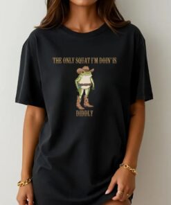 unny Cowboy Frog Shirt Western Humor The Only Squat I'm Doin Is Diddly Lazy Gym Shirt Diddly SquatTee Gift for Men Women Riders