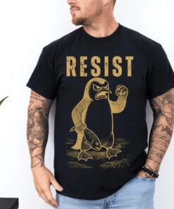 Mens Resistance Shirts|Penguins Resist Shirt|Flippers Up|Penguin Shirt|Penguins Against Tariffs|Political Shirt|Anti Trump|Funny Penguin Tee